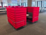 Vitra Alcove Cabin Booth - 4 Person Red Privacy Pod with White Power Table - Image 8