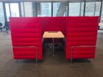 Vitra Alcove Cabin Booth - 4 Person Red Privacy Pod with White Power Table - Image 13