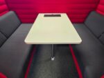 Vitra Alcove Cabin Booth - 4 Person Red Privacy Pod with White Power Table - Image 19