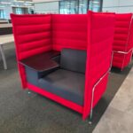 Vitra Alcove Work Booth - 1 Person Red High Back Pod with Desk and Storage