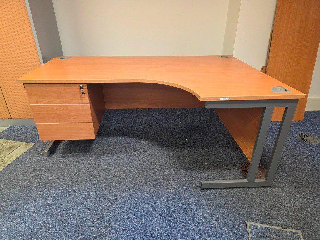 Right Hand Corner Desk with Built-In Lockable Drawers - 180cm Office Workstation