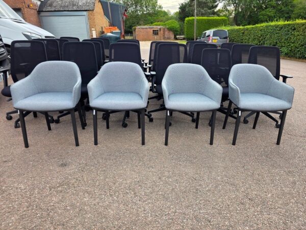 Vitra Softshell Armchairs - Set of 4 Grey Fabric with Black Legs