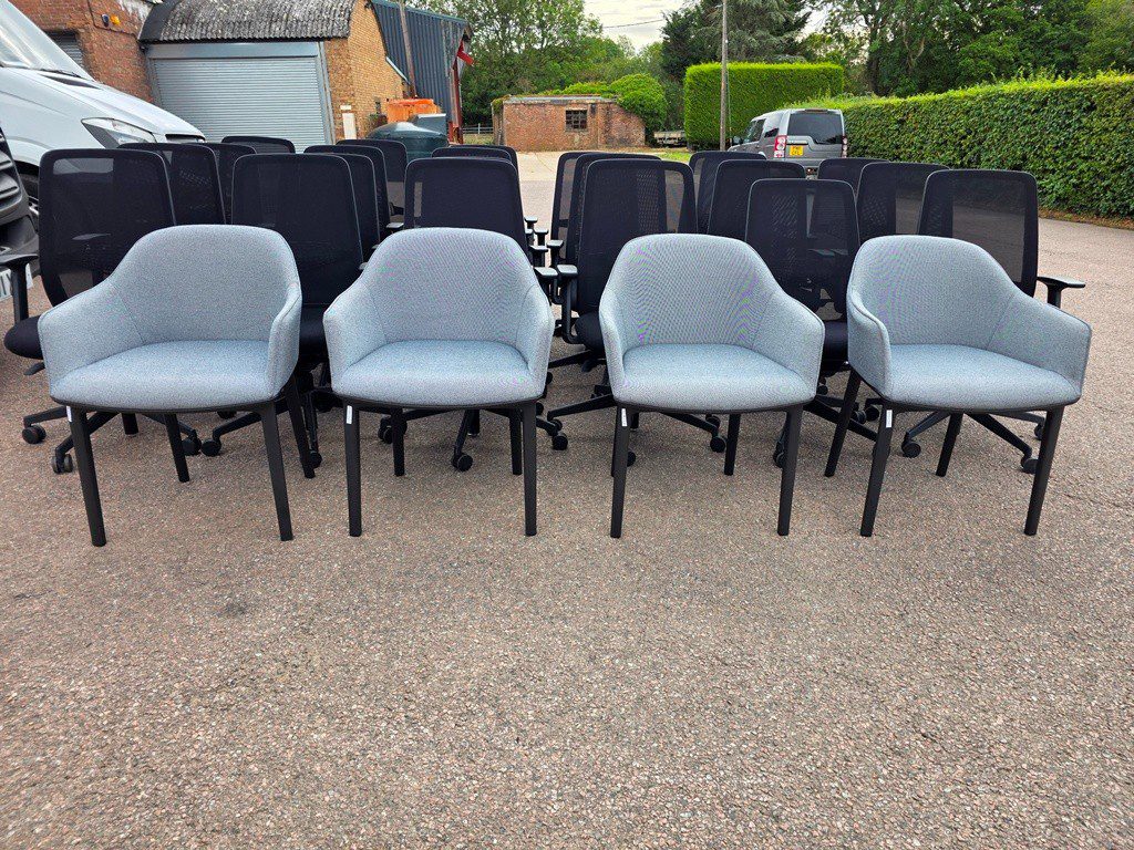Vitra Softshell Armchairs - Set of 4 Grey Fabric with Black Legs