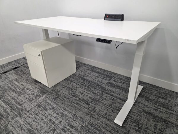 Electric Sit Stand Desk | Heavy Duty Unit with Mobile Steel Pedestal - 160cm