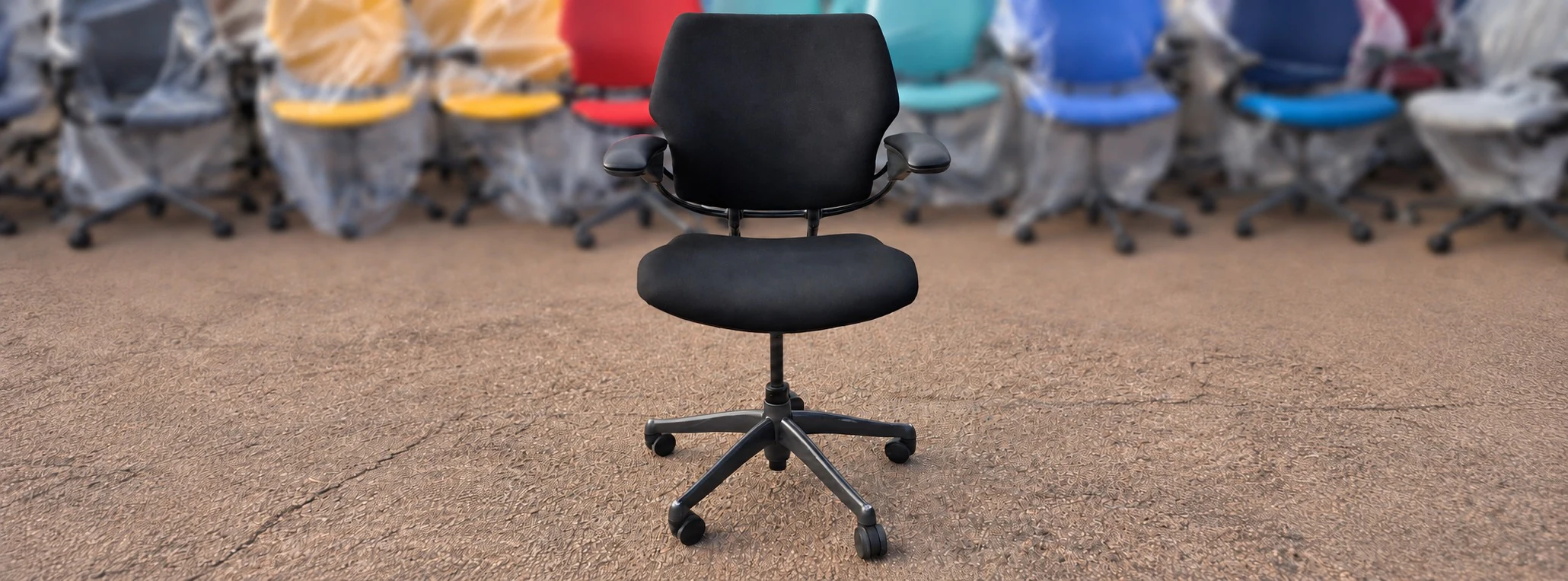 Refurbished black Humanscale Freedom ergonomic office chair